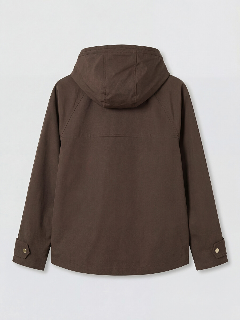 Kahverengi Kapüşonlu Oversize Kadın Yağmurluk-6