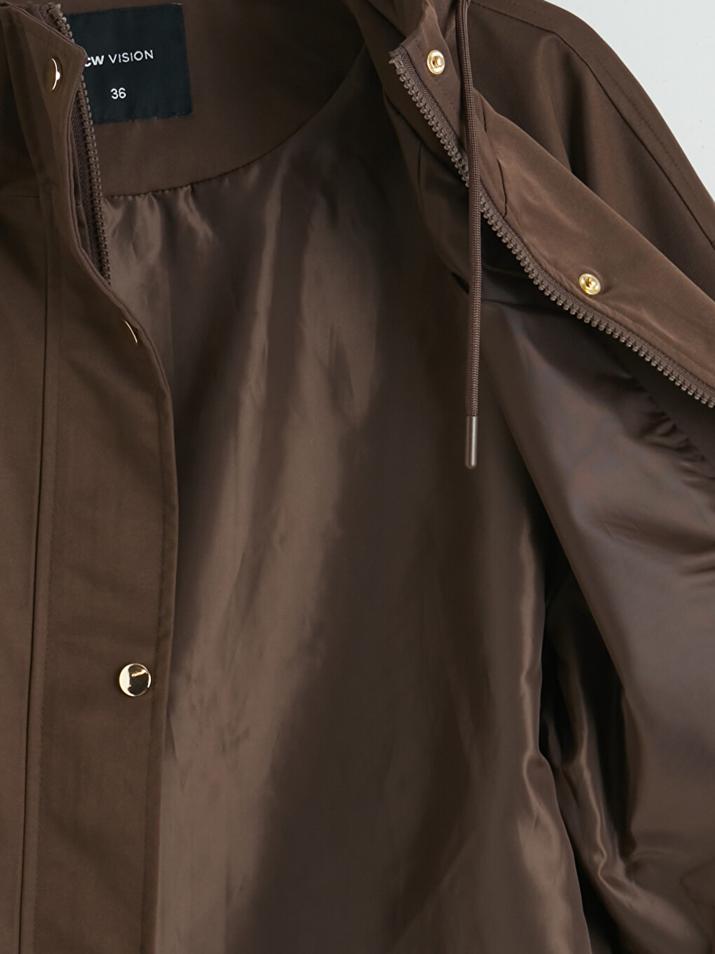 Kahverengi Kapüşonlu Oversize Kadın Yağmurluk-8