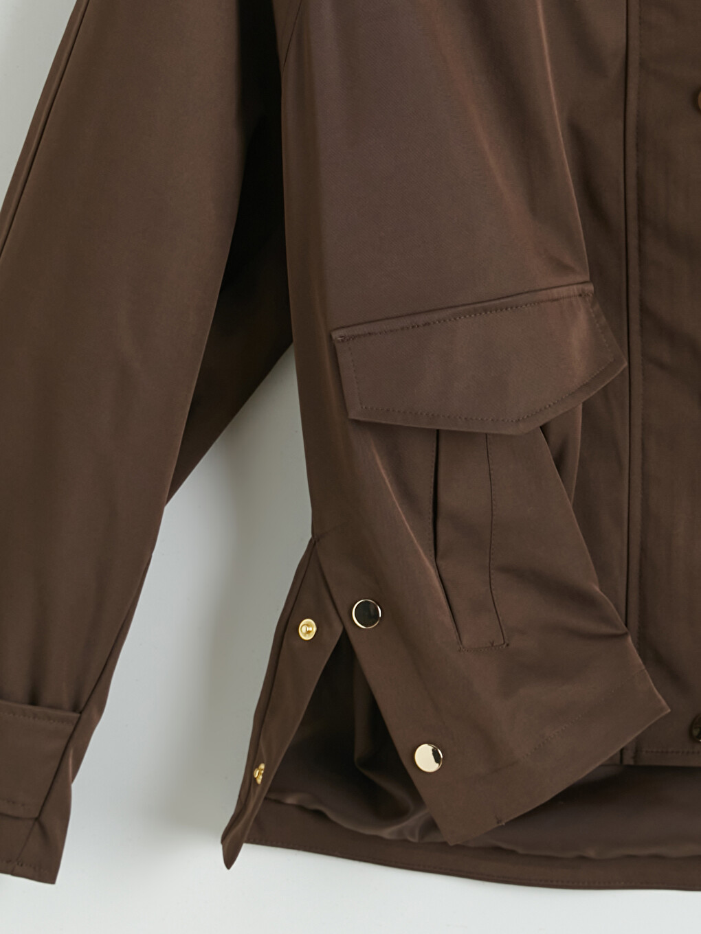 Kahverengi Kapüşonlu Oversize Kadın Yağmurluk-9