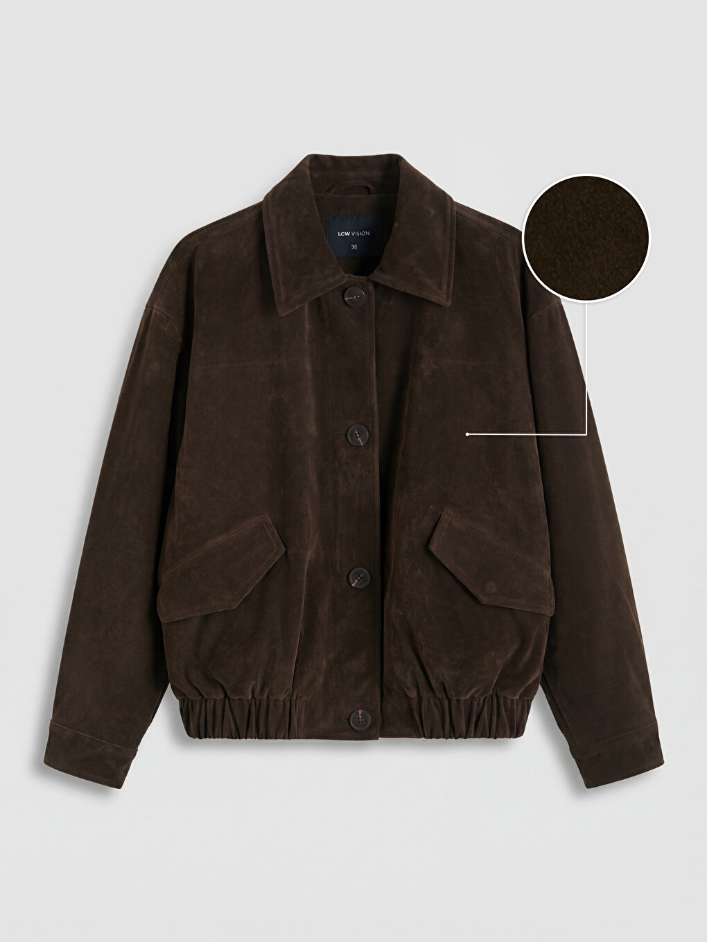 Kahverengi Kadın Oversize Süet Görünümlü Ceket-5