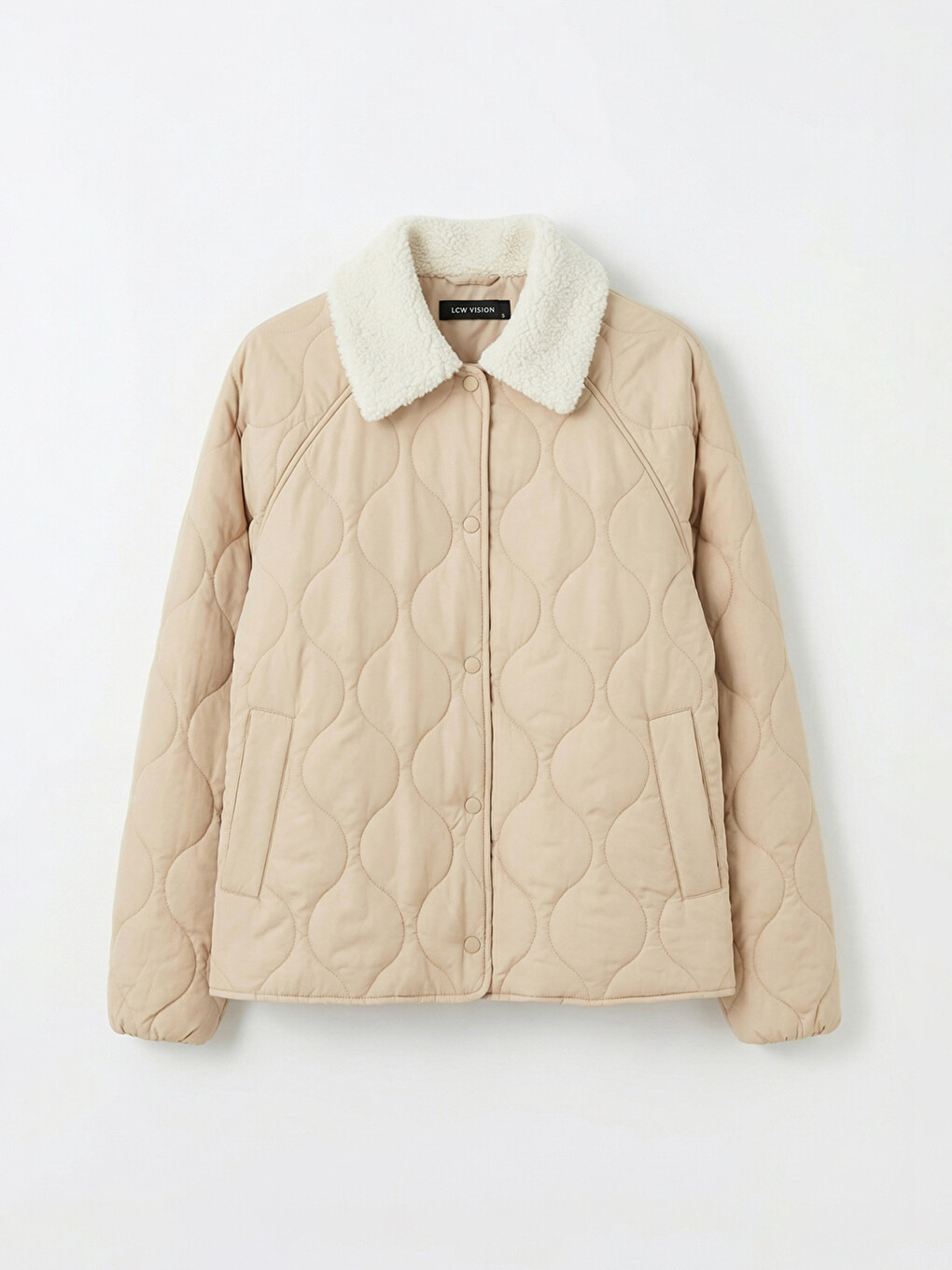 Plush Collared Quilted Women's Puffer Coat-5