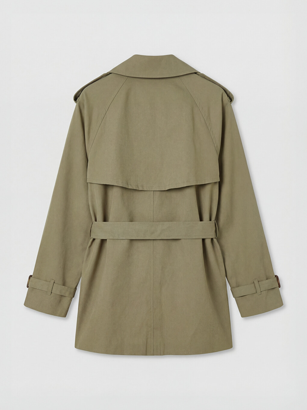 Haki Kemerli Oversize Kadın Trençkot-6