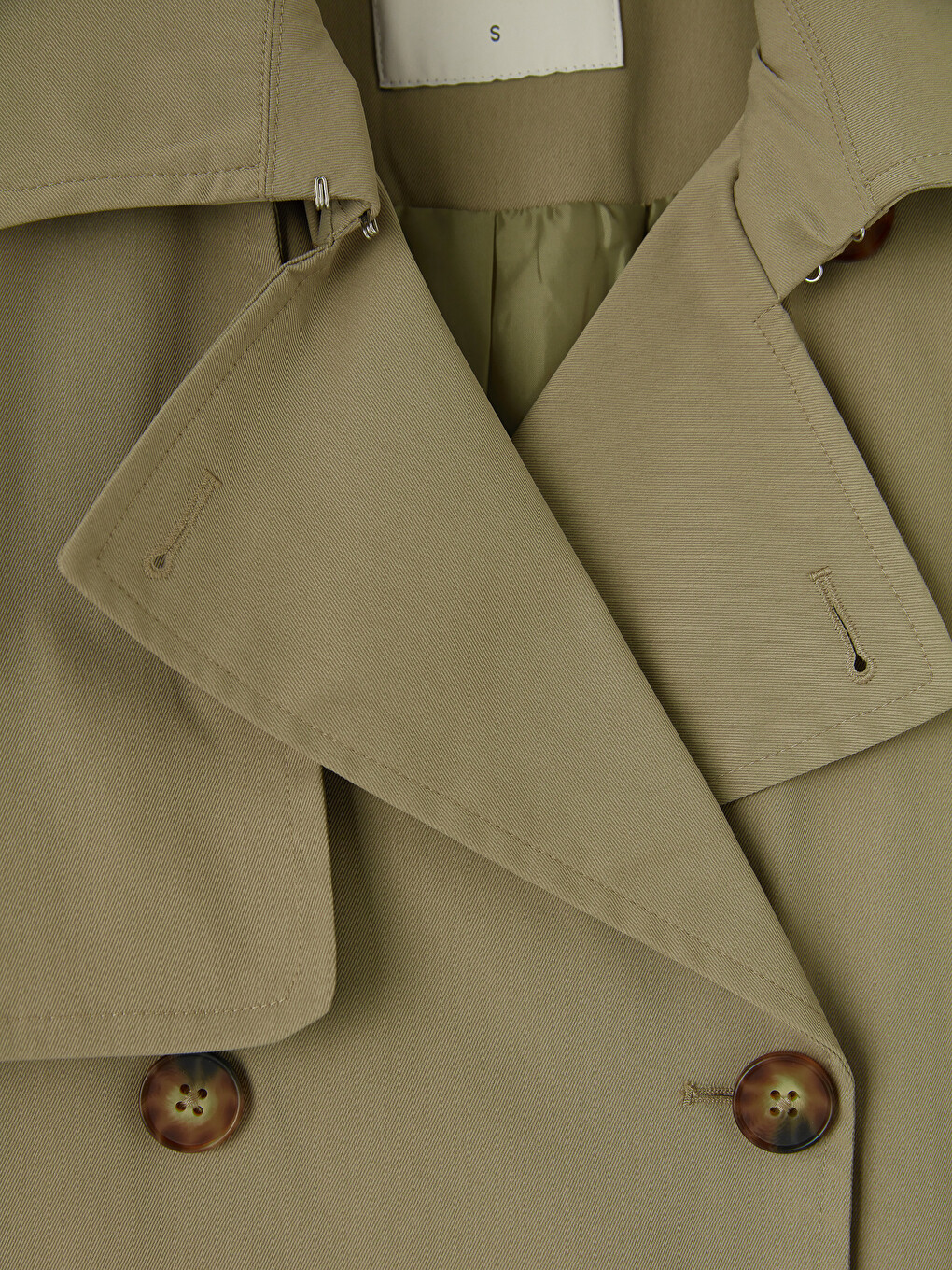 Haki Kemerli Oversize Kadın Trençkot-7