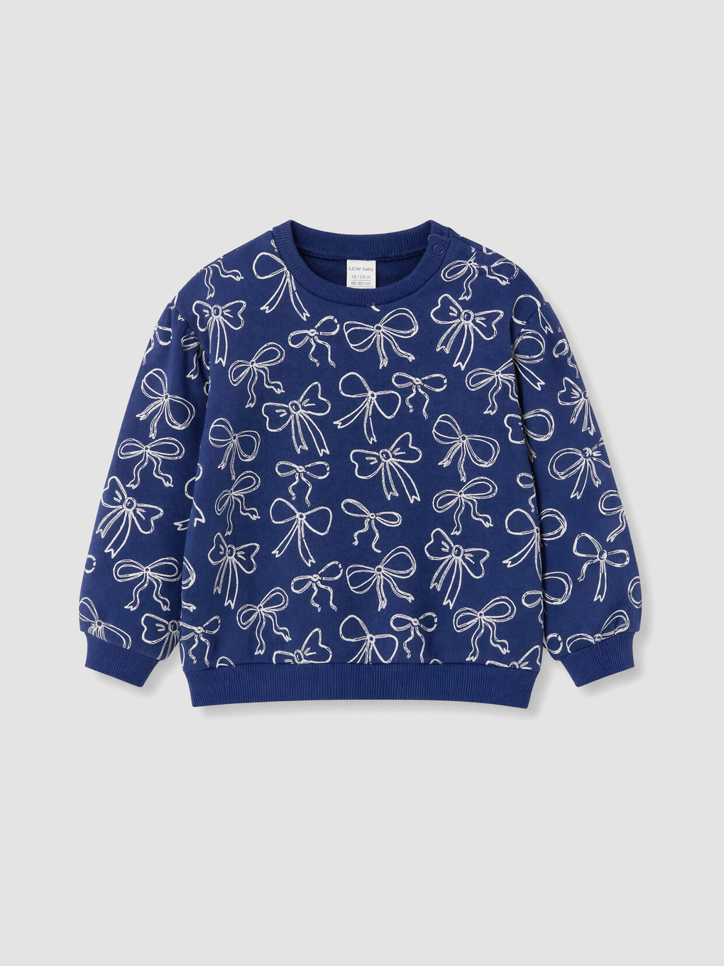 Lacivert Fiyonk Desenli Kız Bebek Sweatshirt-1