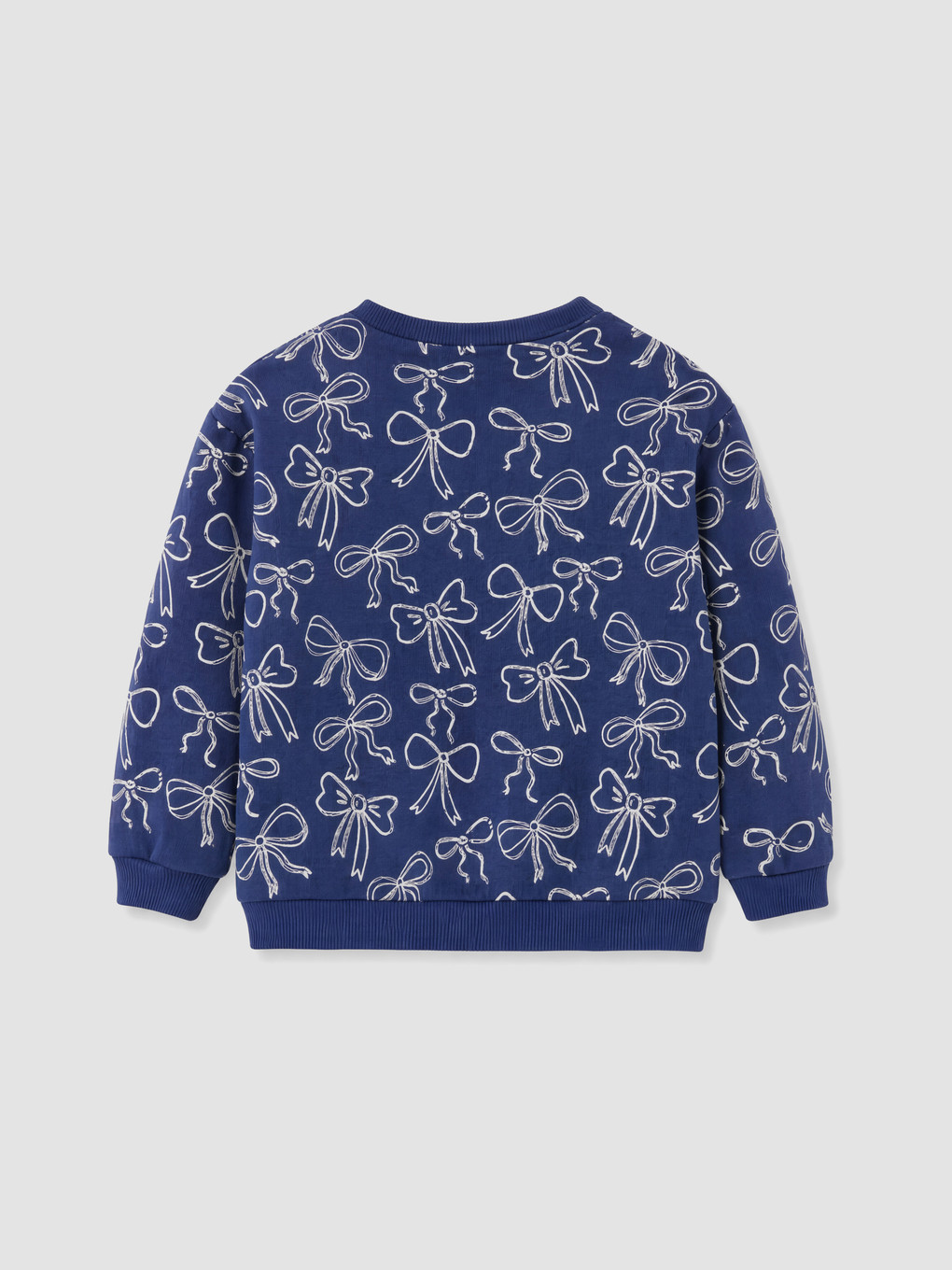 Lacivert Fiyonk Desenli Kız Bebek Sweatshirt-3