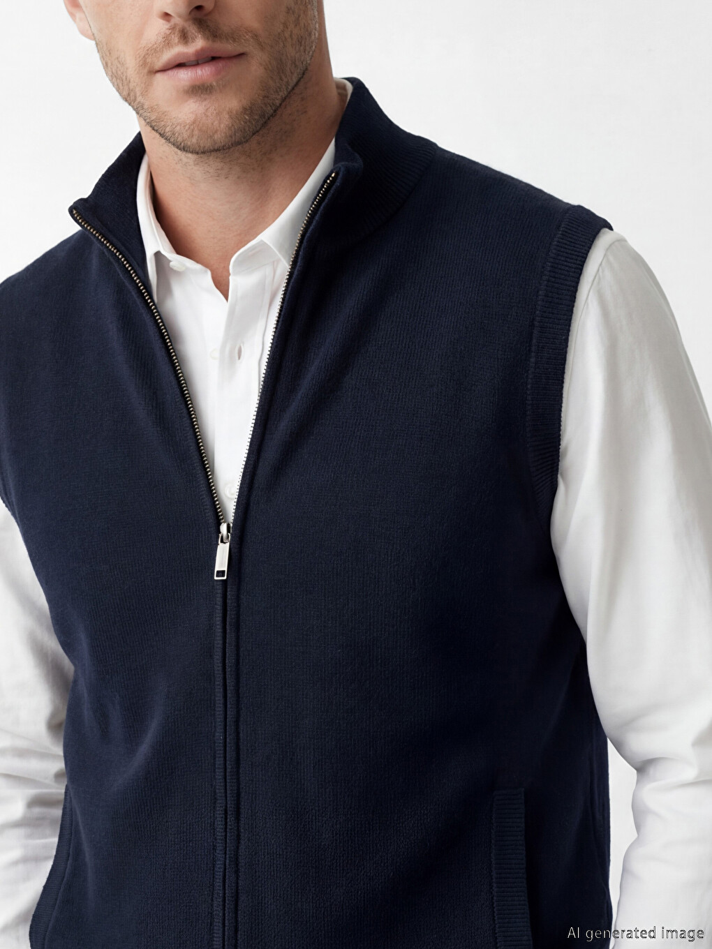 Man Navy Knit Gilet-2