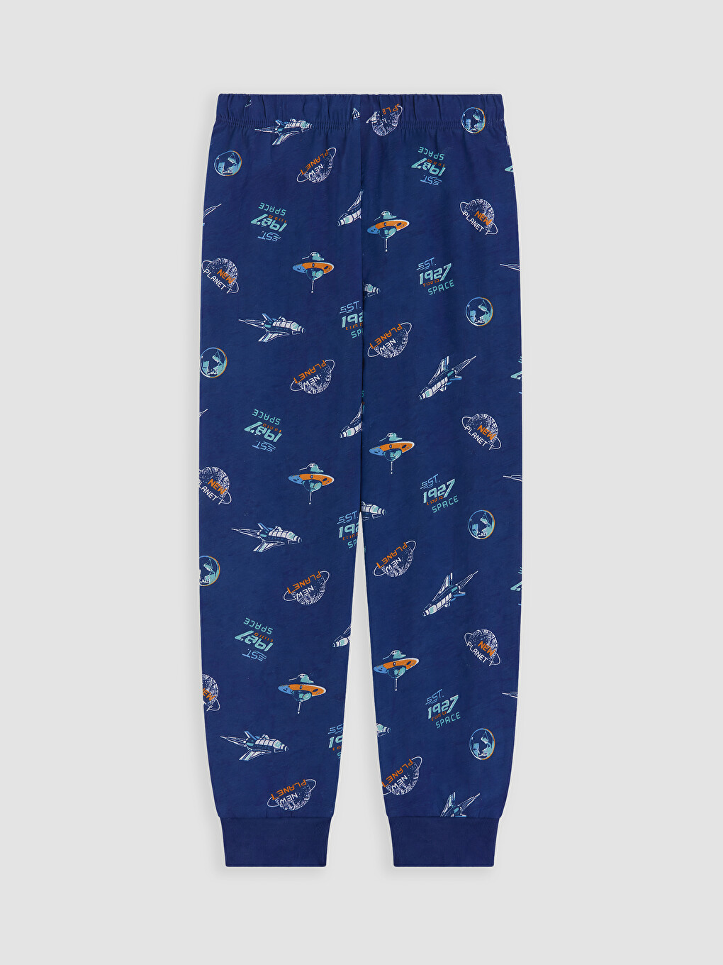 Lacivert Bisiklet Yaka Baskılı Erkek Çocuk Pijama Takım-6