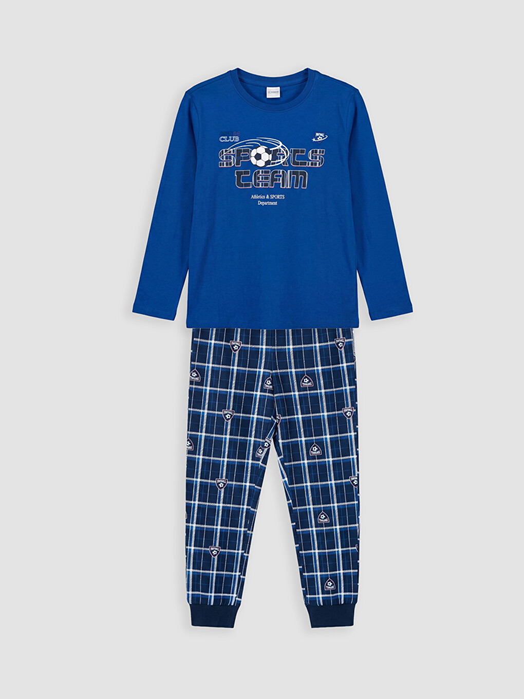 Mavi Baskılı Bisiklet Yaka Erkek Çocuk Pijama Takım