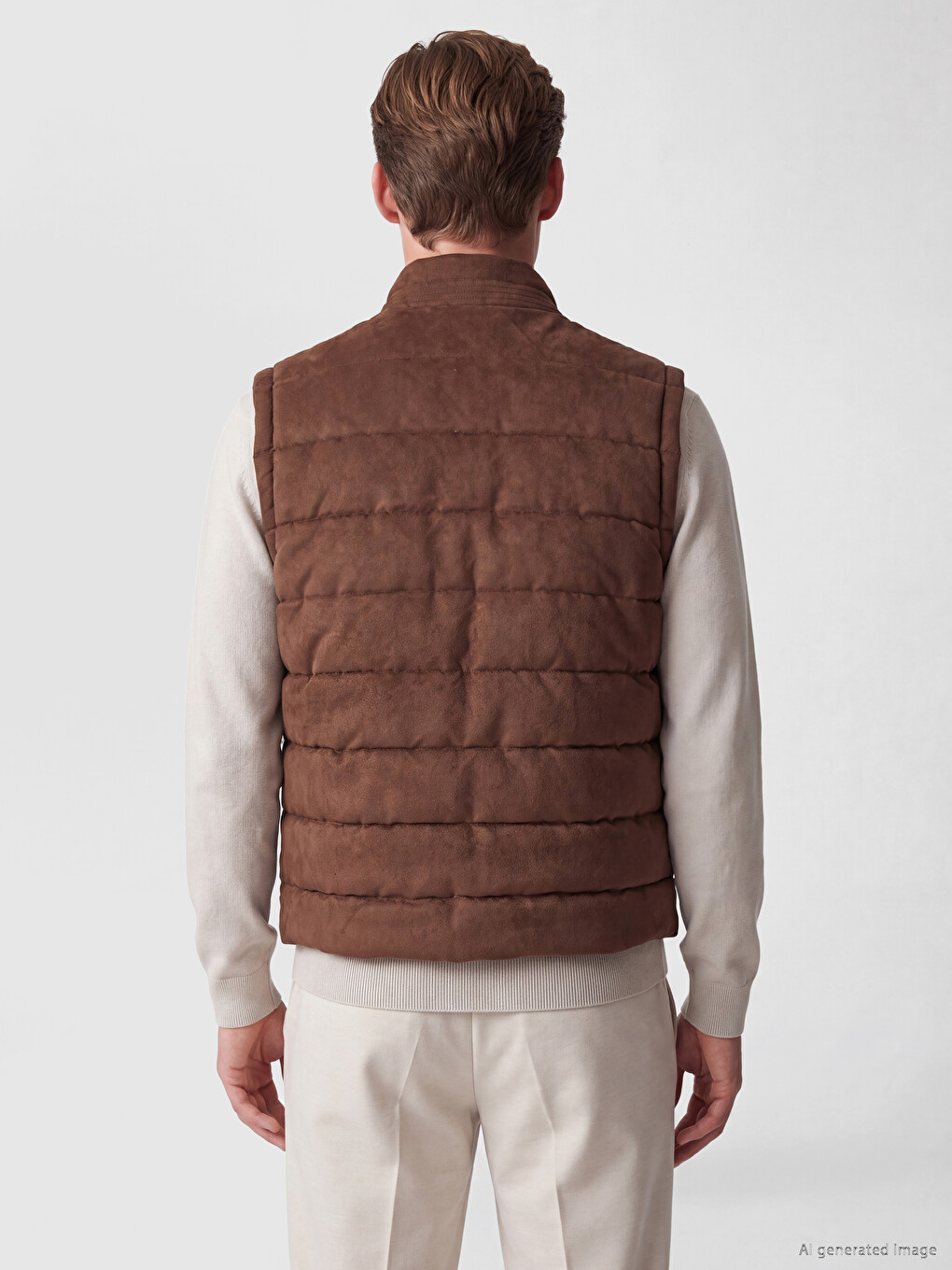 Man Brown Puffer Gilet-3