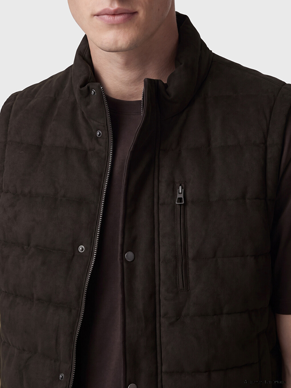 Man Brown Puffer Gilet-2