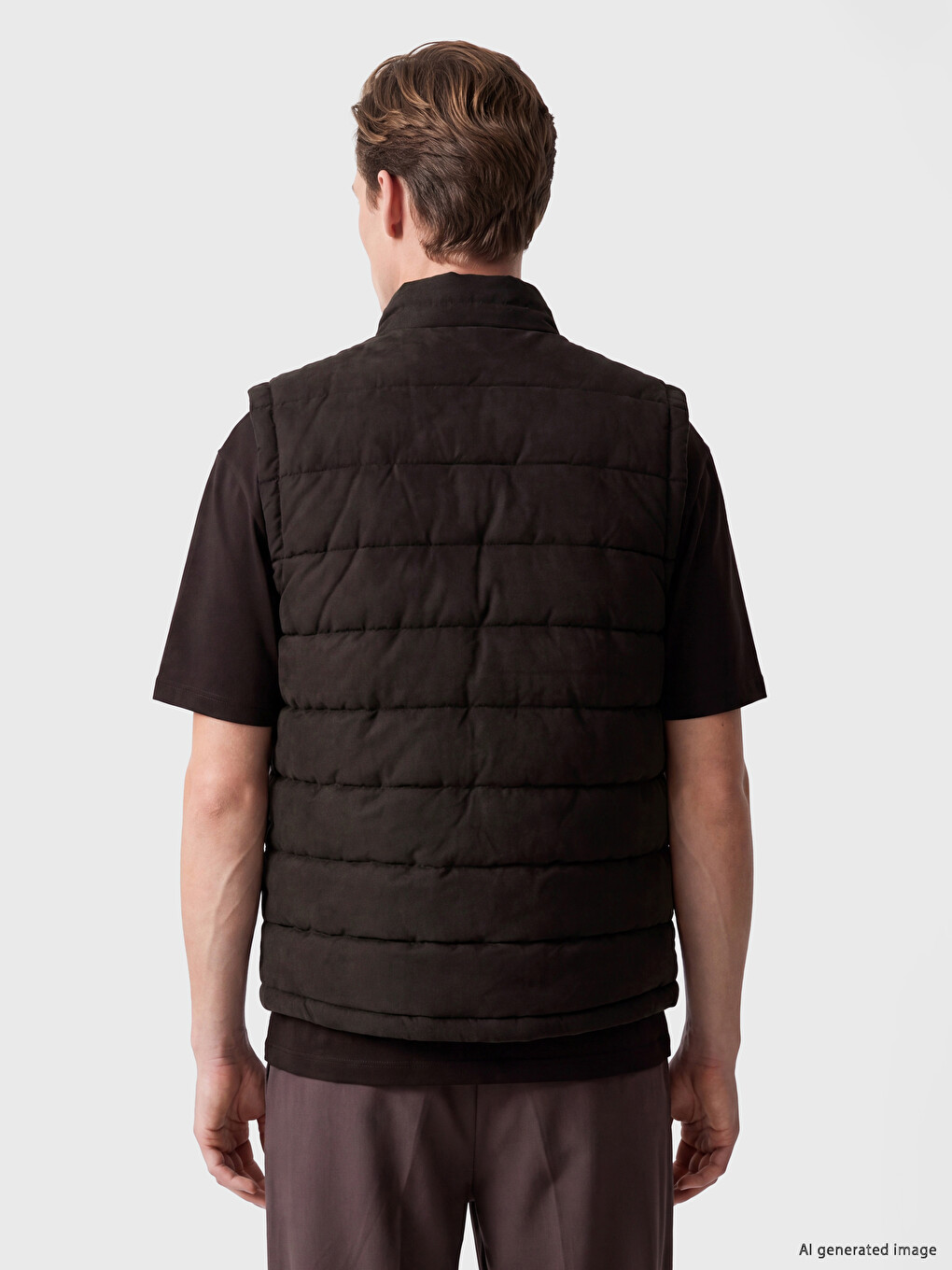 Man Brown Puffer Gilet-3