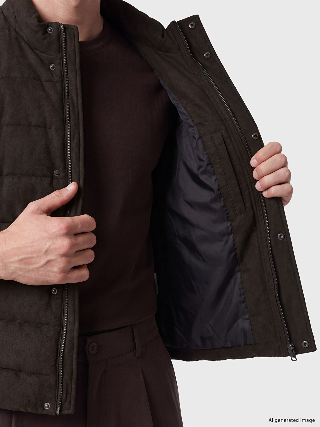 Man Brown Puffer Gilet-4