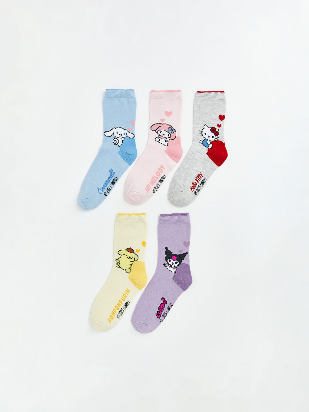 Mavi Hello Kitty Desenli Kız Çocuk Soket Çorap 5'li