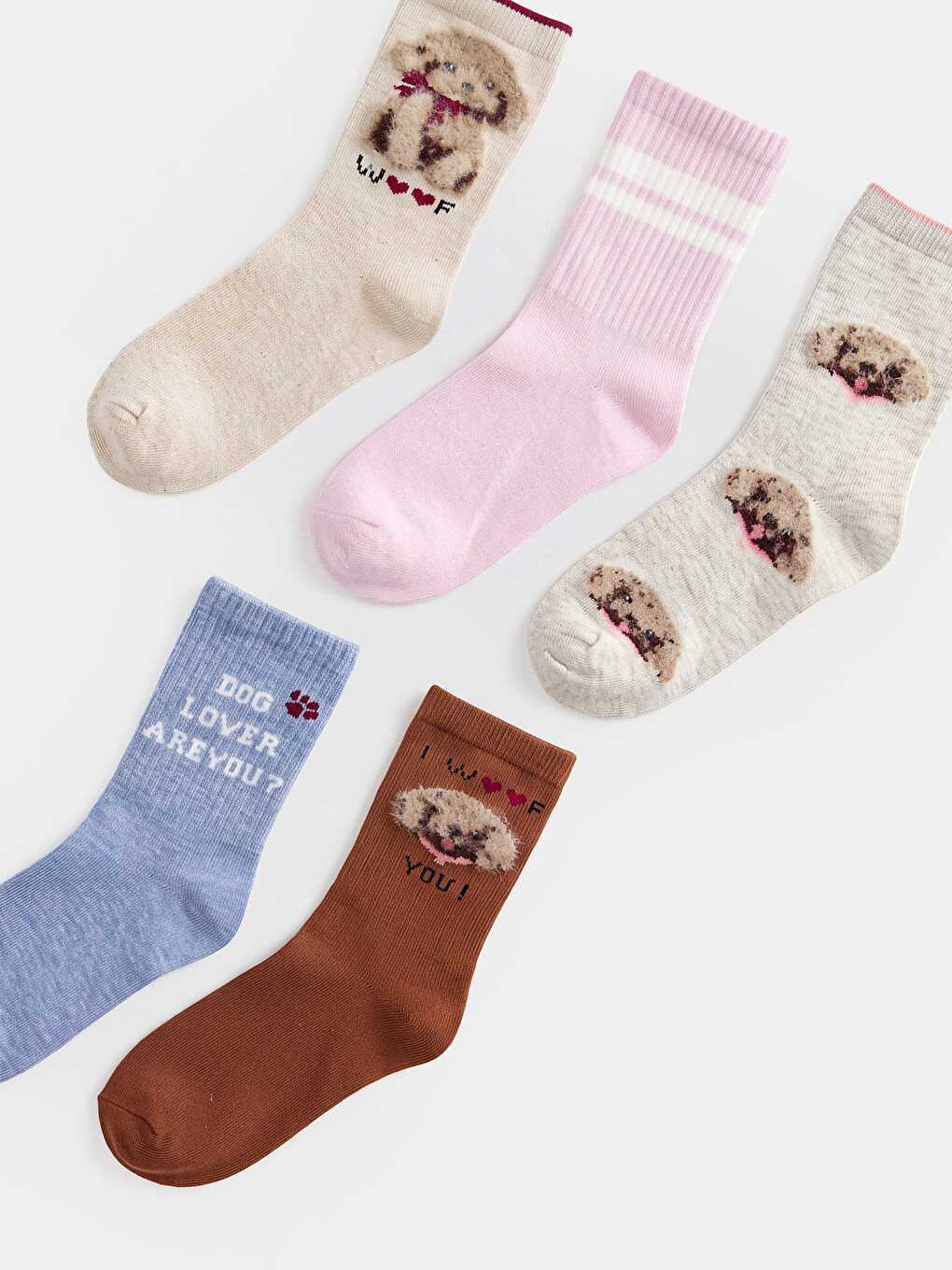 Patterned Girls' Ankle Socks 5 Pack-1