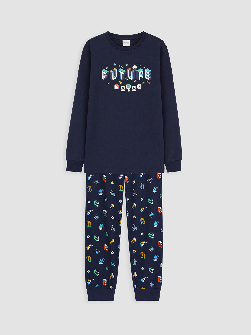 Crew Neck Printed Boys' Pyjamas Set