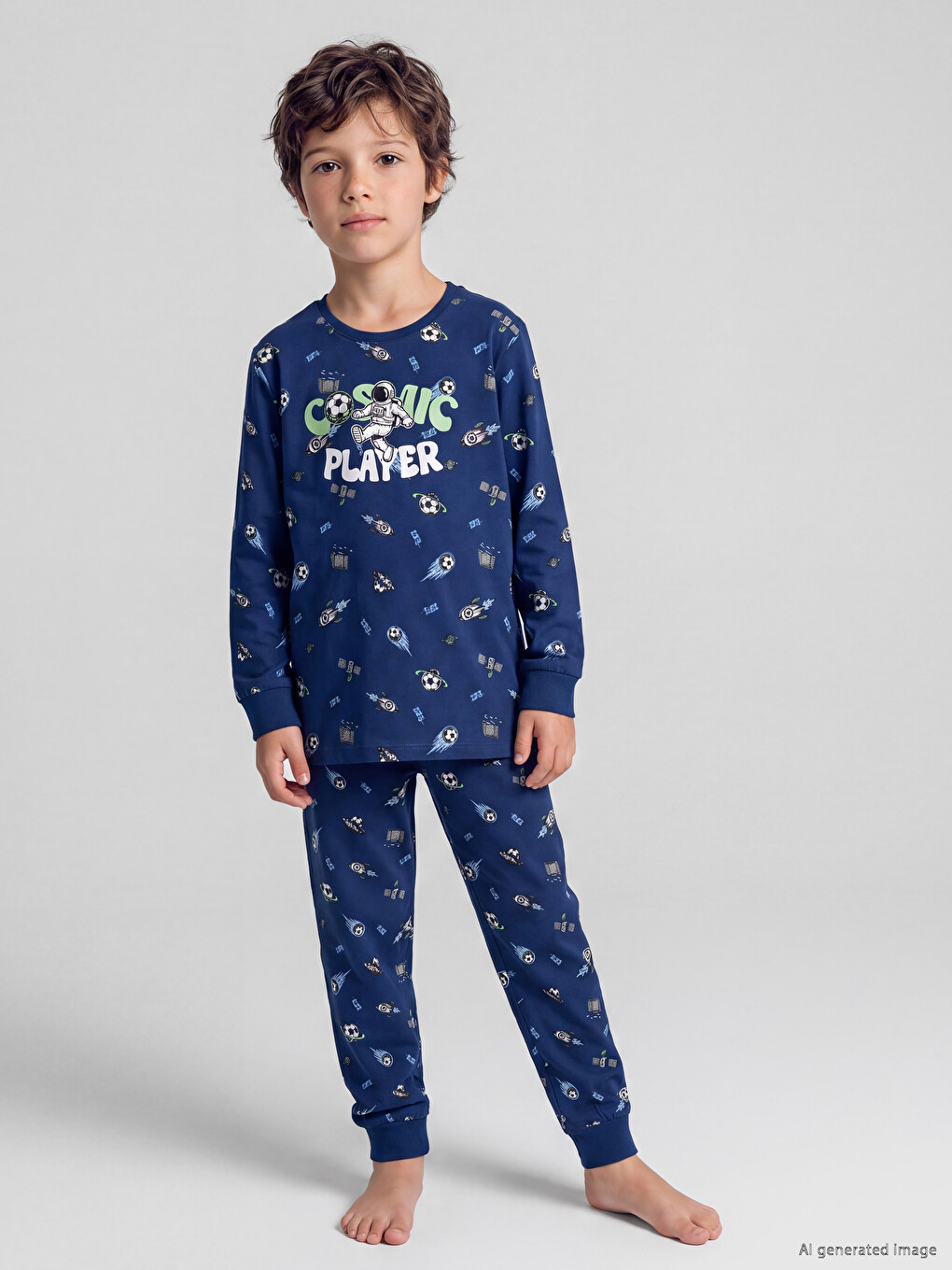 Crew Neck Printed Boys' Pyjamas Set