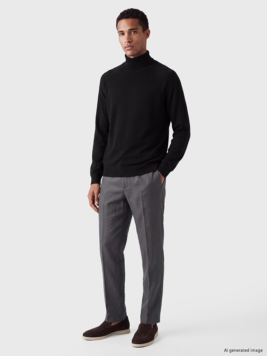 Pulover Tricotat Mock Neck Bărbați-1