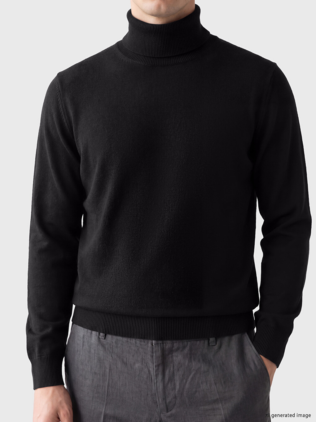 Pulover Tricotat Mock Neck Bărbați-2