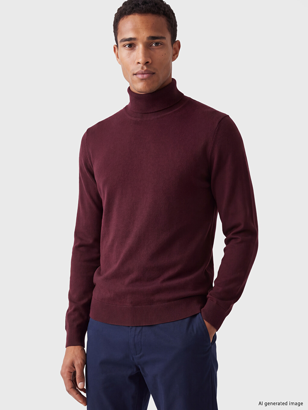 Pulover Tricotat Mock Neck Bărbați