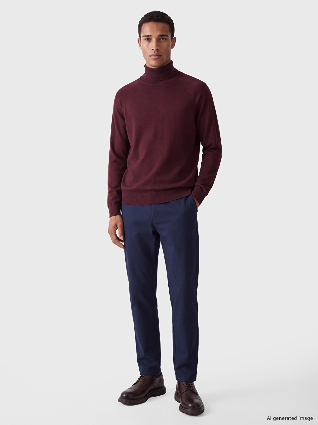 Pulover Tricotat Mock Neck Bărbați-1