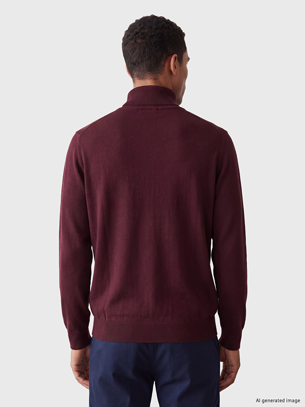 Pulover Tricotat Mock Neck Bărbați-3