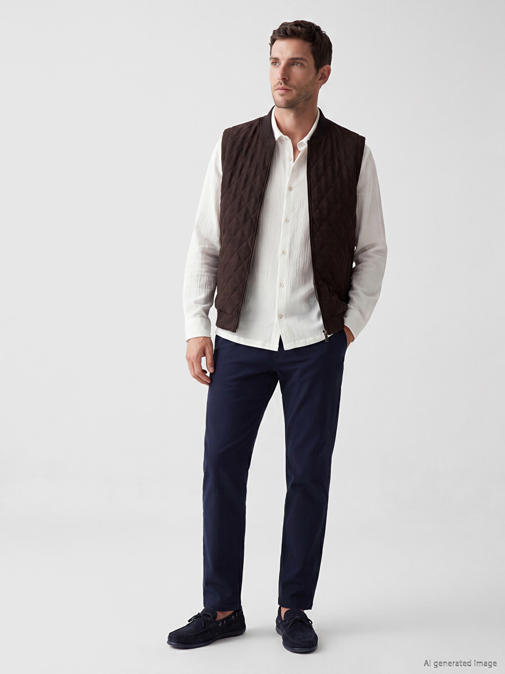 Regular Fit College Collar Men's Knitwear Vest-1