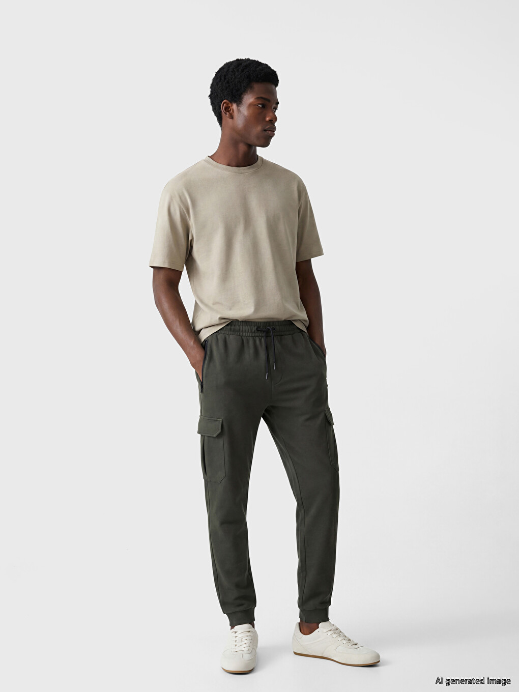 Standard Fit Cargo Pocketed Men's Sweatpants-1