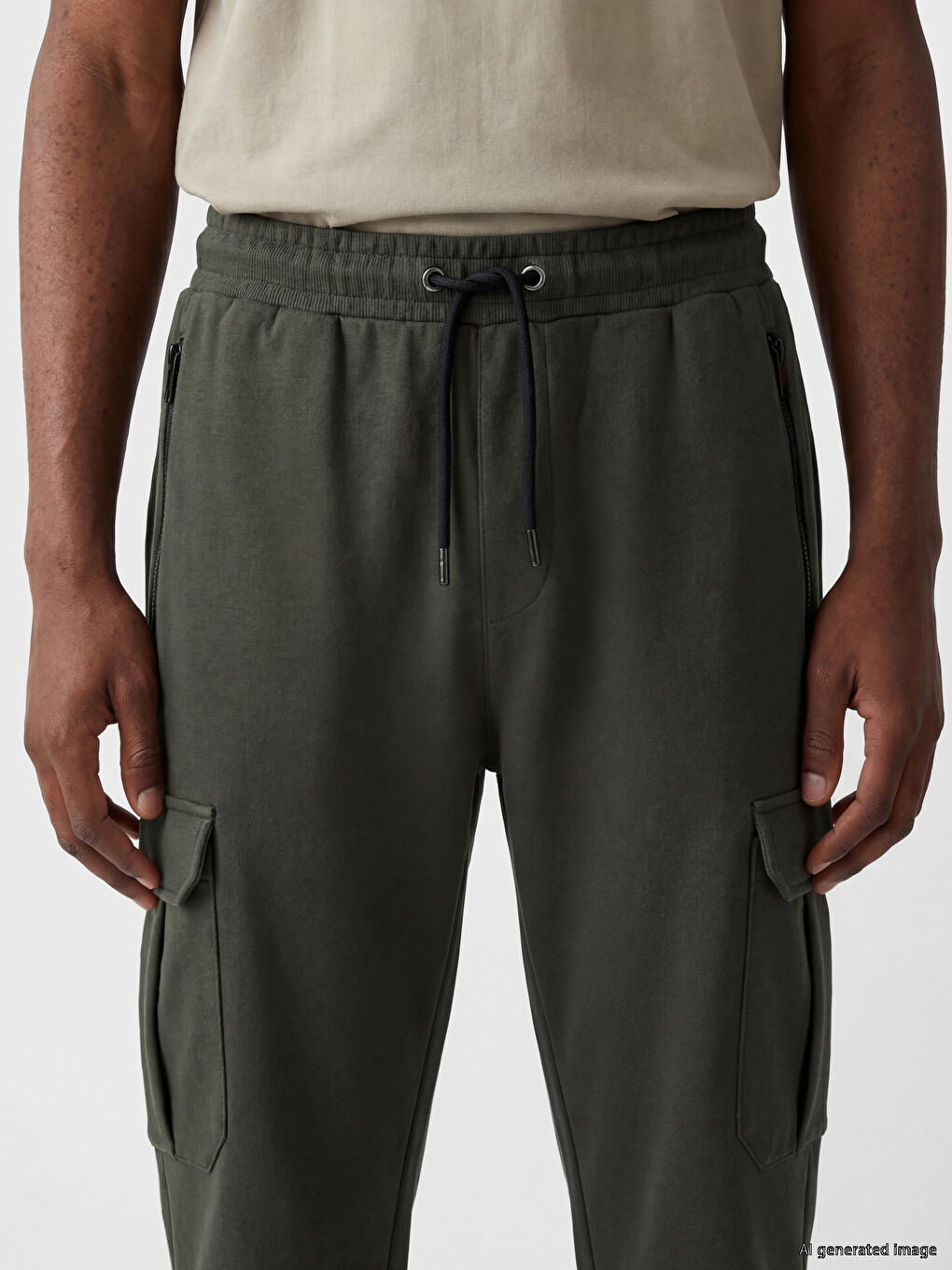 Standard Fit Cargo Pocketed Men's Sweatpants-2