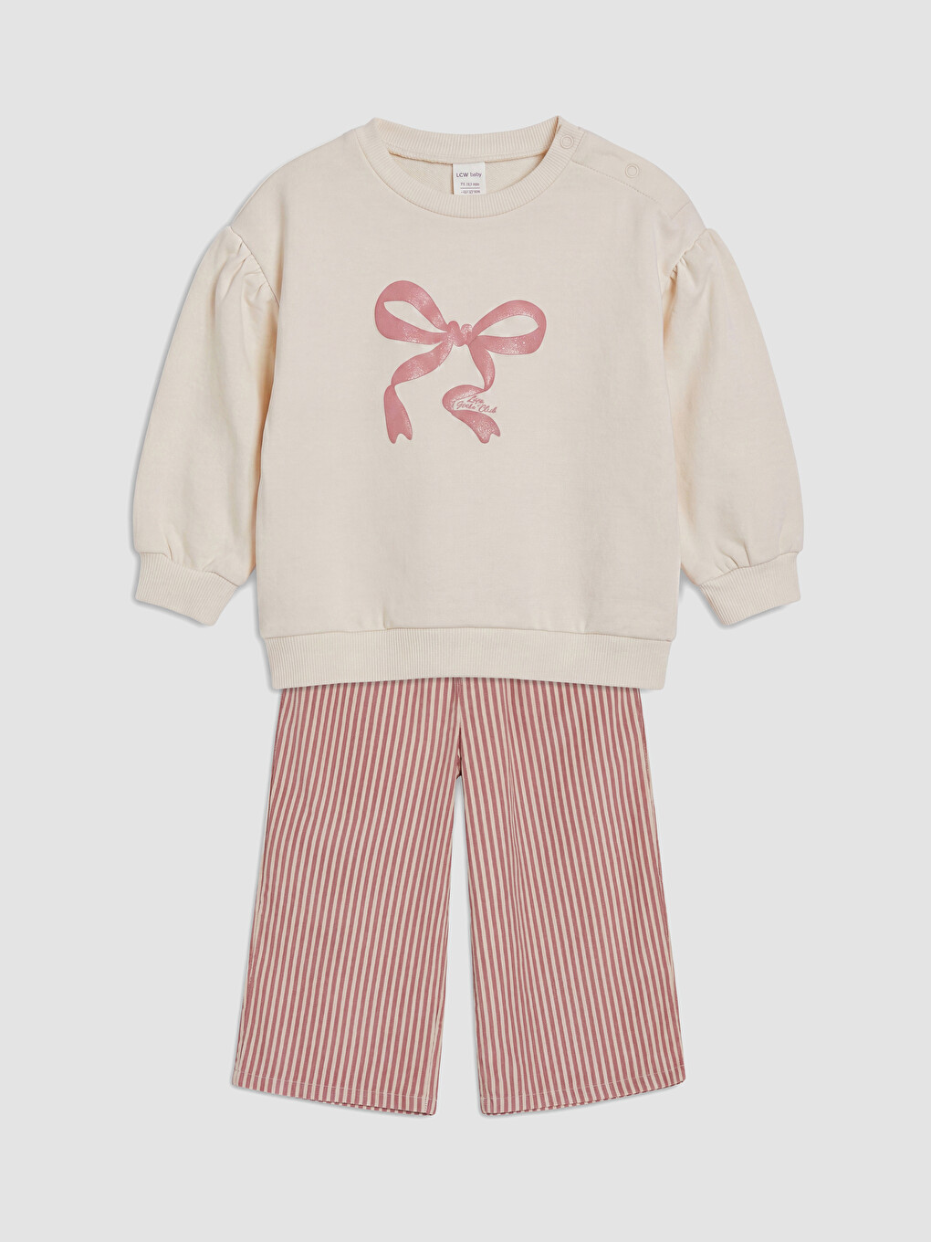 Printed Sweatshirt And Striped Pants Baby Girls' Set