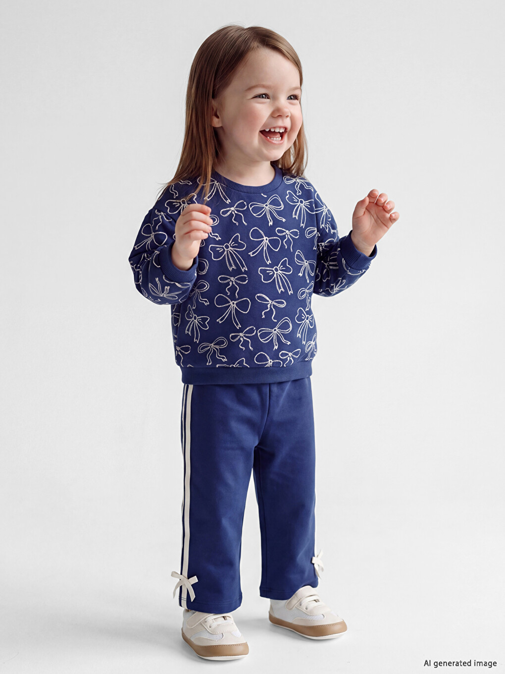 Bow Patterned Baby Girls' Tracksuit Set