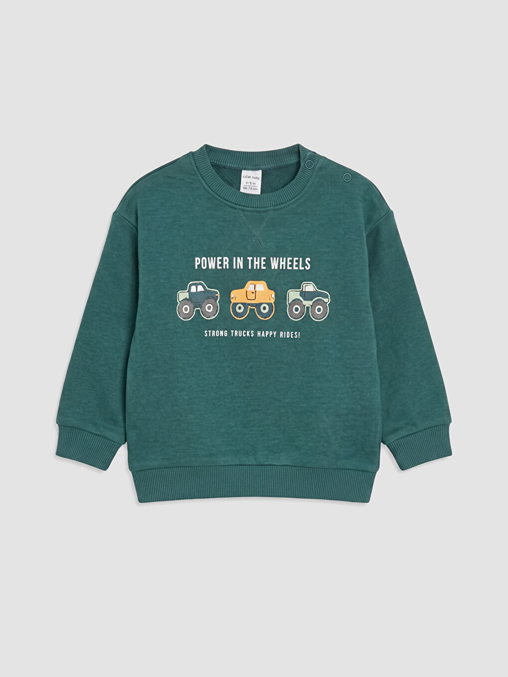 Petrol Araba Baskılı Erkek Bebek Sweatshirt ve Eşofman Altı-1