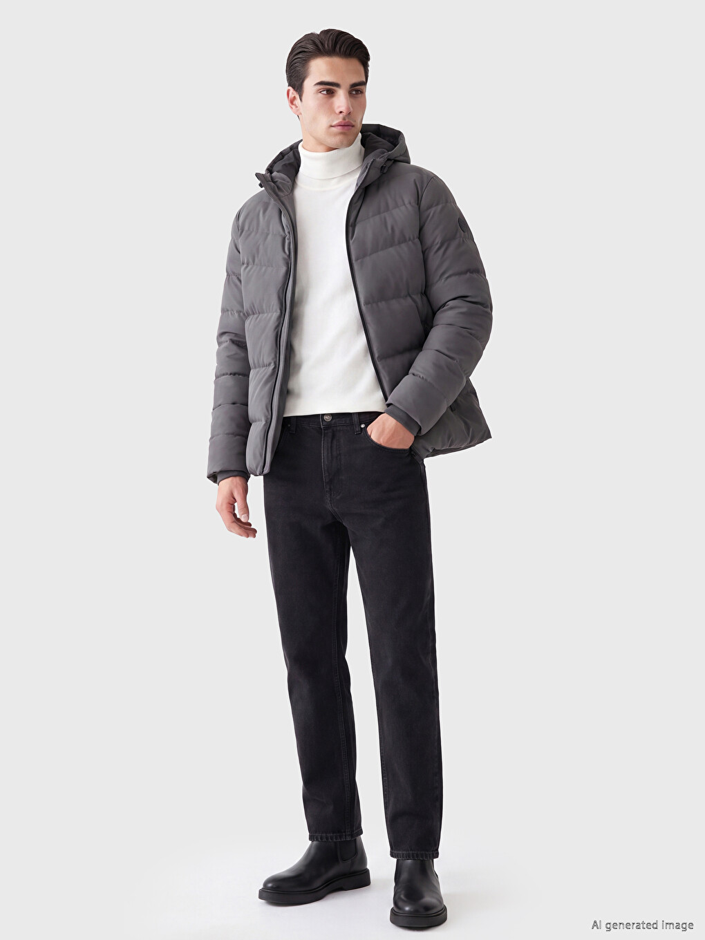 Standard Fit Hooded Men's Puffer Coat-1