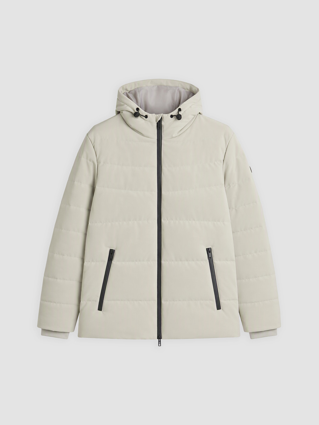 Bej Regular Fit Kapüşonlu Erkek Şişme Mont-4
