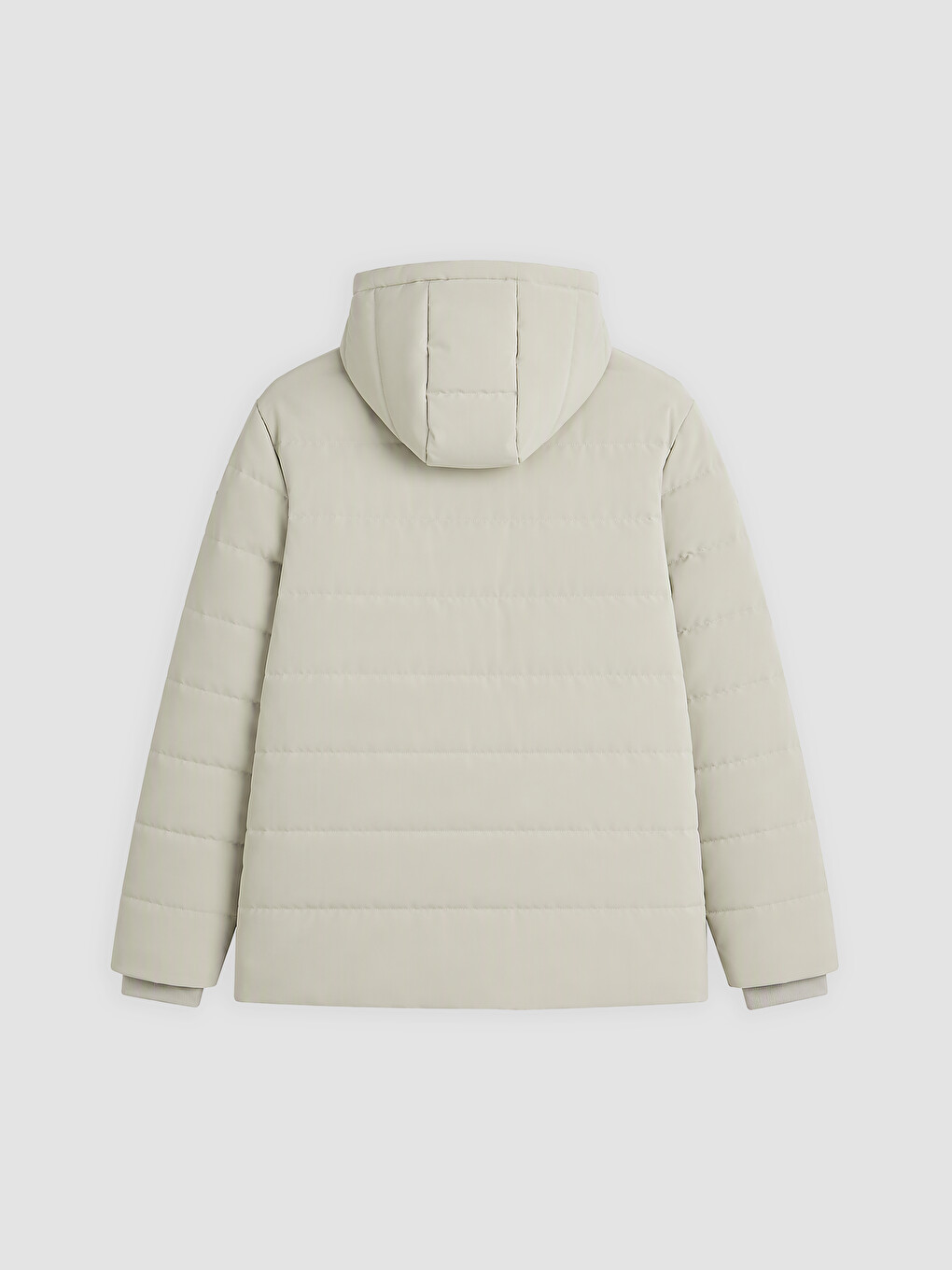 Bej Regular Fit Kapüşonlu Erkek Şişme Mont-5