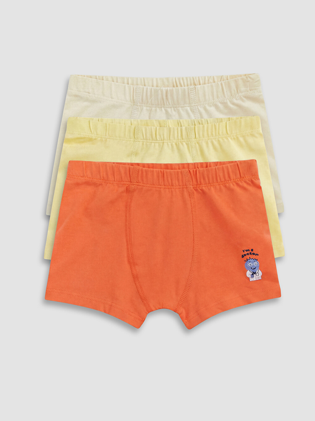 Bej Erkek Çocuk Baskılı Boxer 3'lü-5