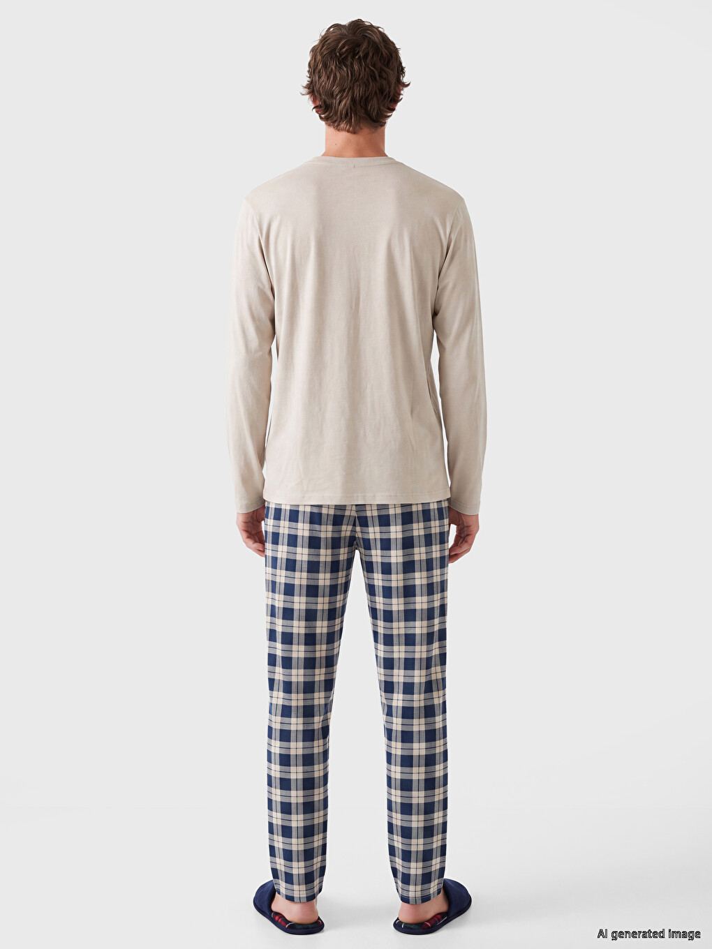 Regular Fit Plaid Men's Pyjamas Set-3