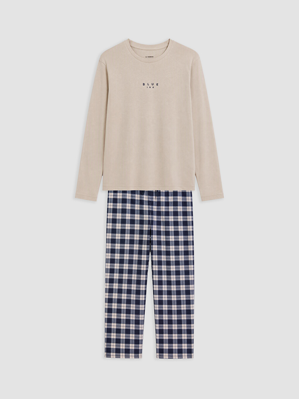 Regular Fit Plaid Men's Pyjamas Set-7