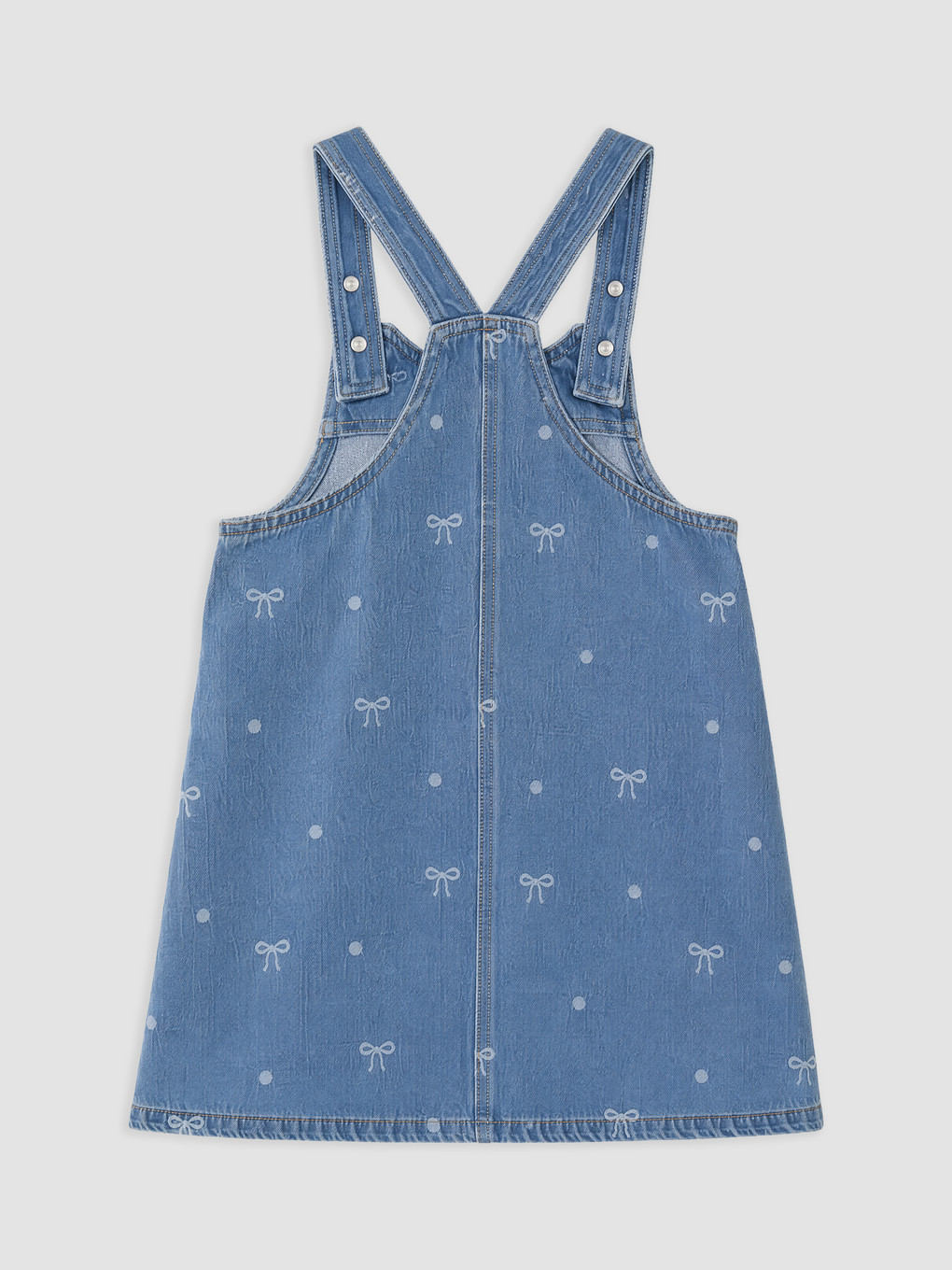 Bow Patterned Girls' Pinafore Dress-1