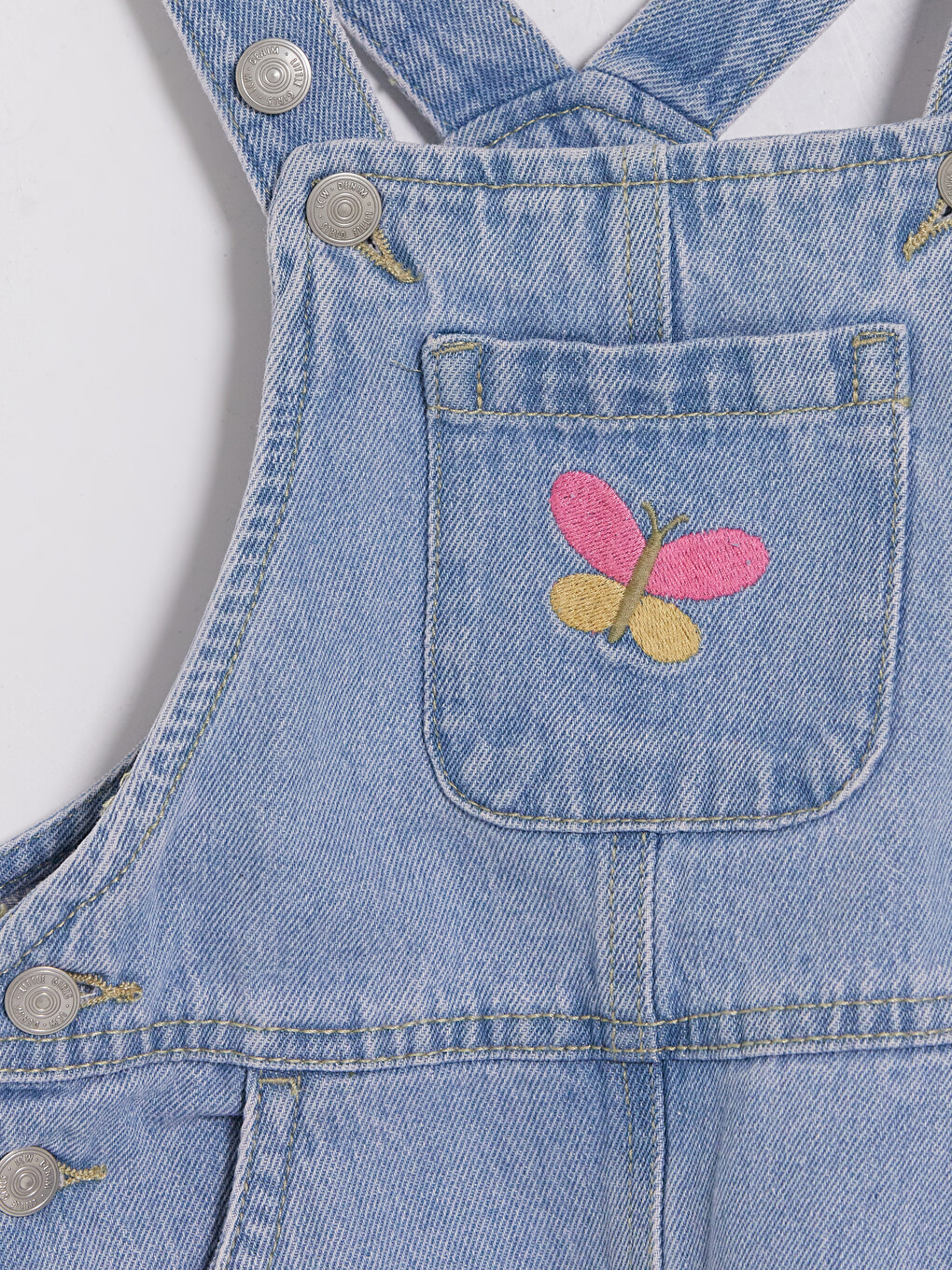 Embroidered Girls' Jean Dungarees-3