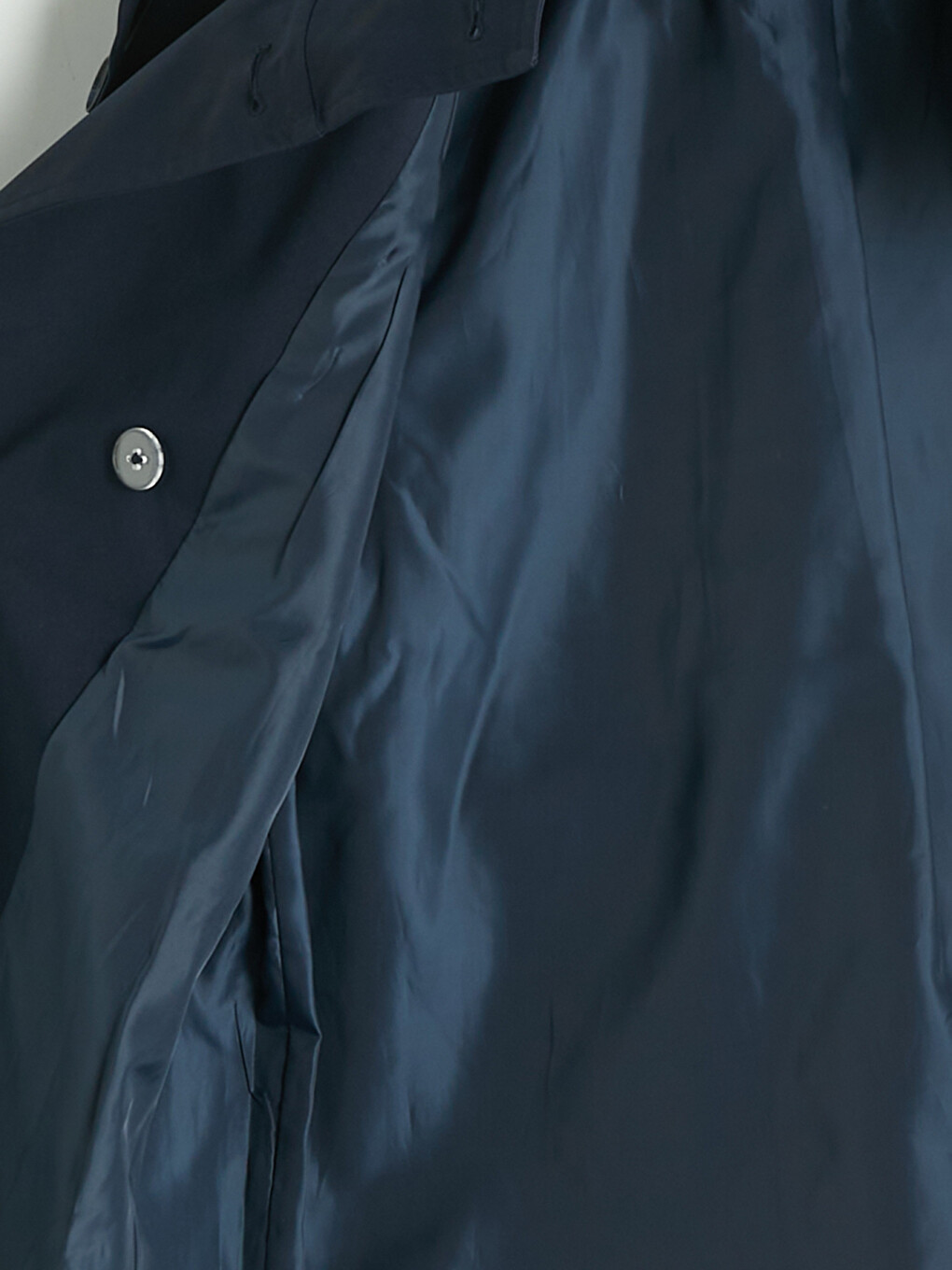 Lacivert Dik Yaka Kuşaklı Kadın Gabardin Trençkot-8