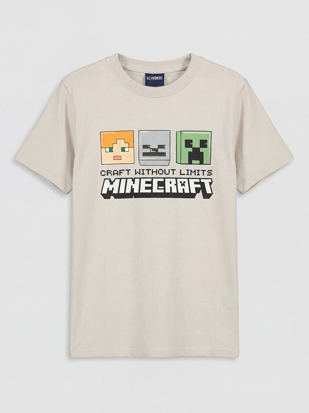 Crew Neck Minecraft Printed Boys' T-shirt