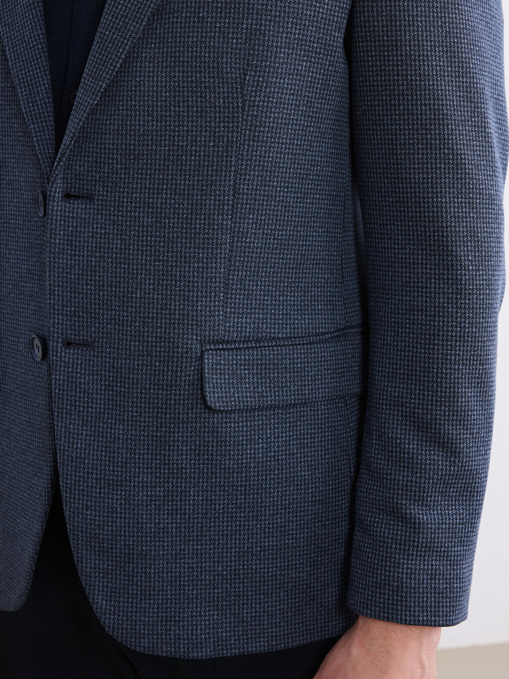 Lacivert Slim Fit Klapa Yaka Desenli Erkek Blazer Ceket-2