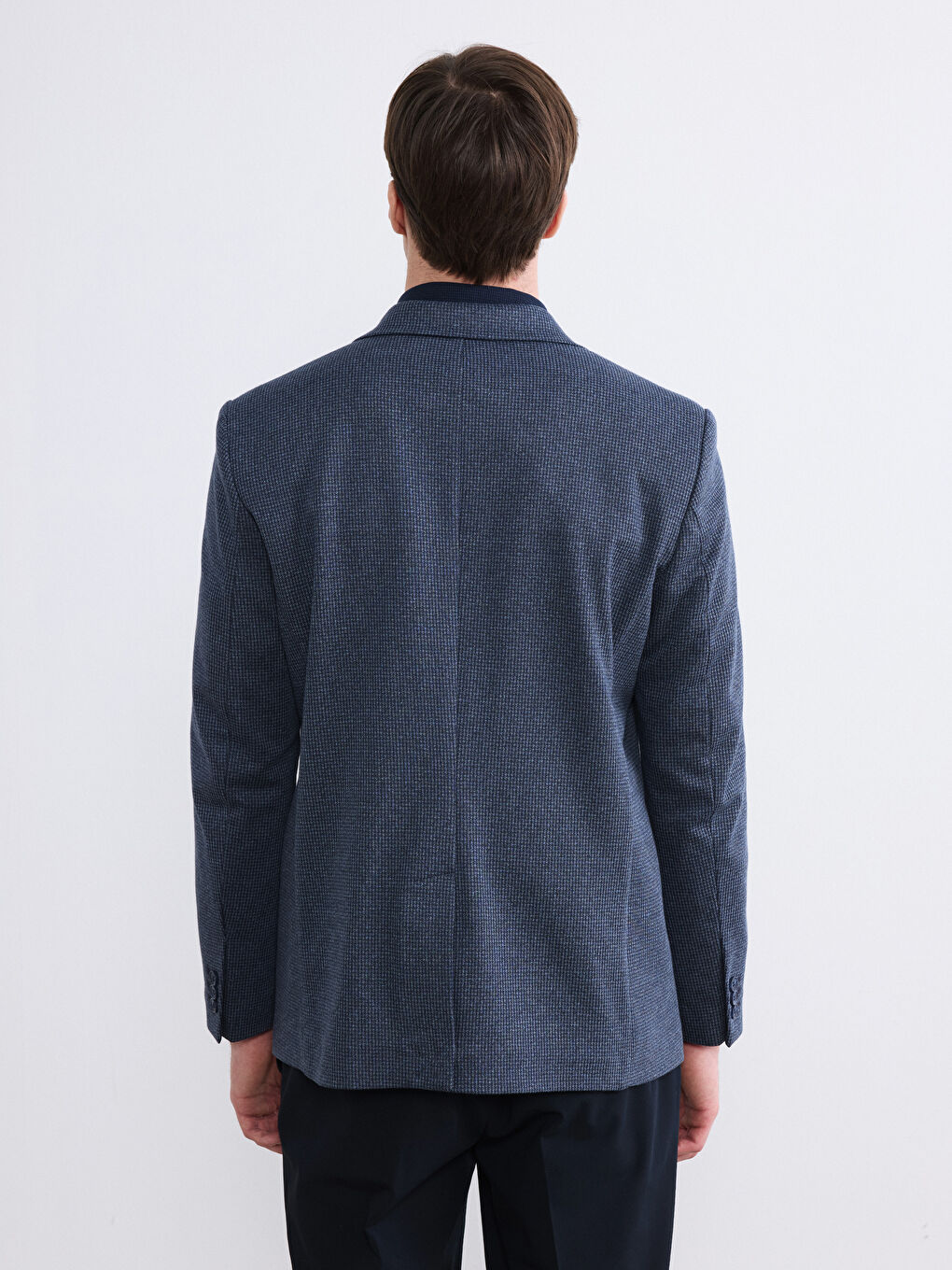 Lacivert Slim Fit Klapa Yaka Desenli Erkek Blazer Ceket-3