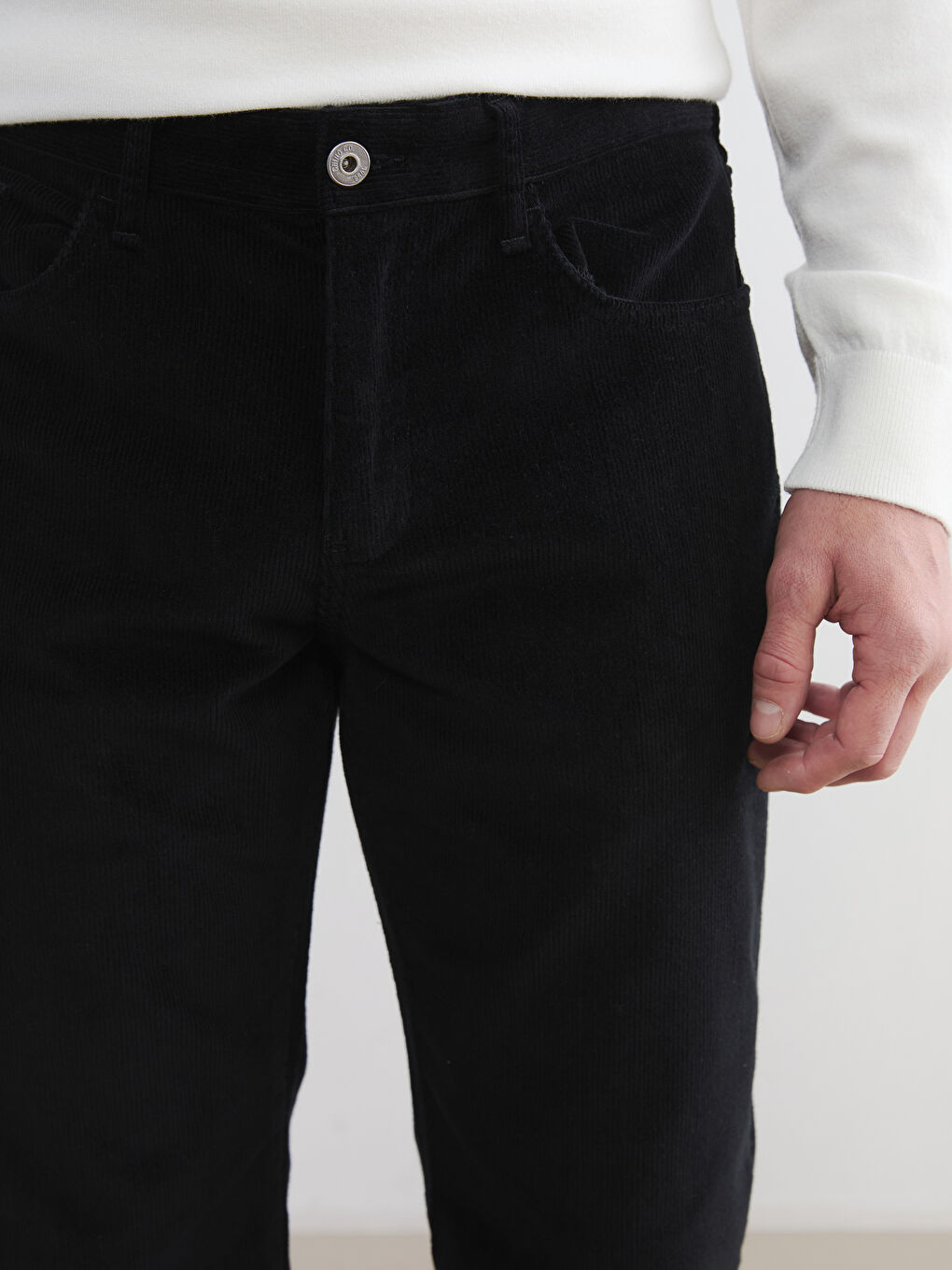 Siyah Standart Kalıp Erkek Chino Pantolon-2