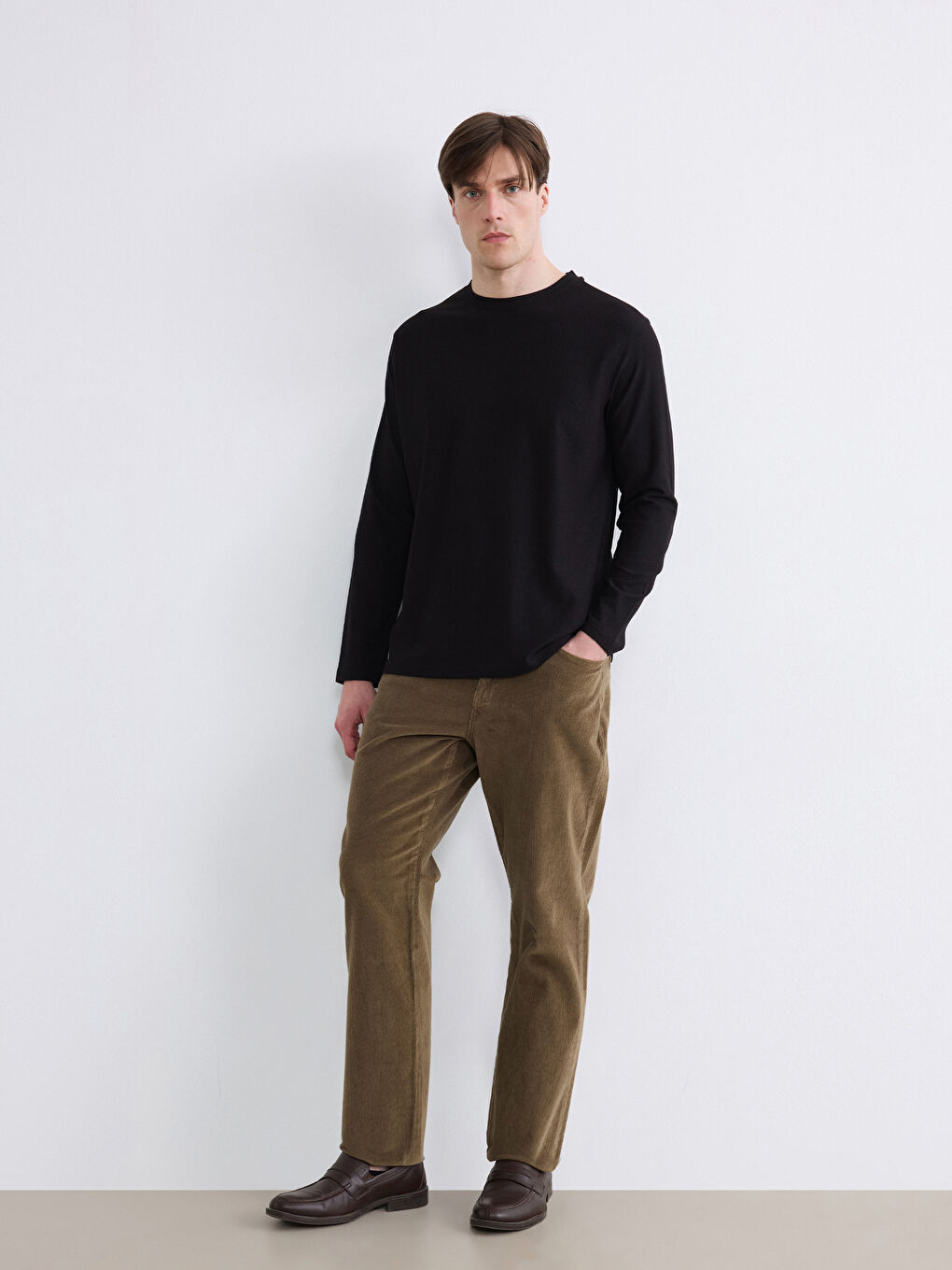 Kahverengi Standart Kalıp Erkek Chino Pantolon