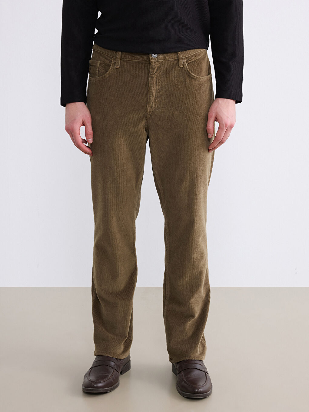 Kahverengi Standart Kalıp Erkek Chino Pantolon-1