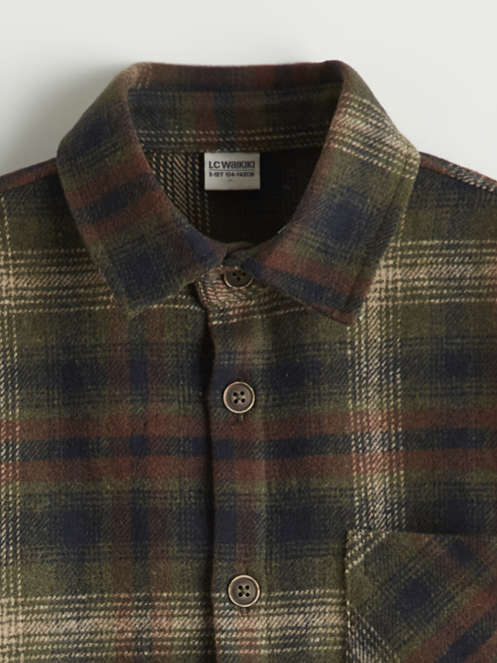 Haki Ekose Erkek Çocuk Oduncu Gömlek-1