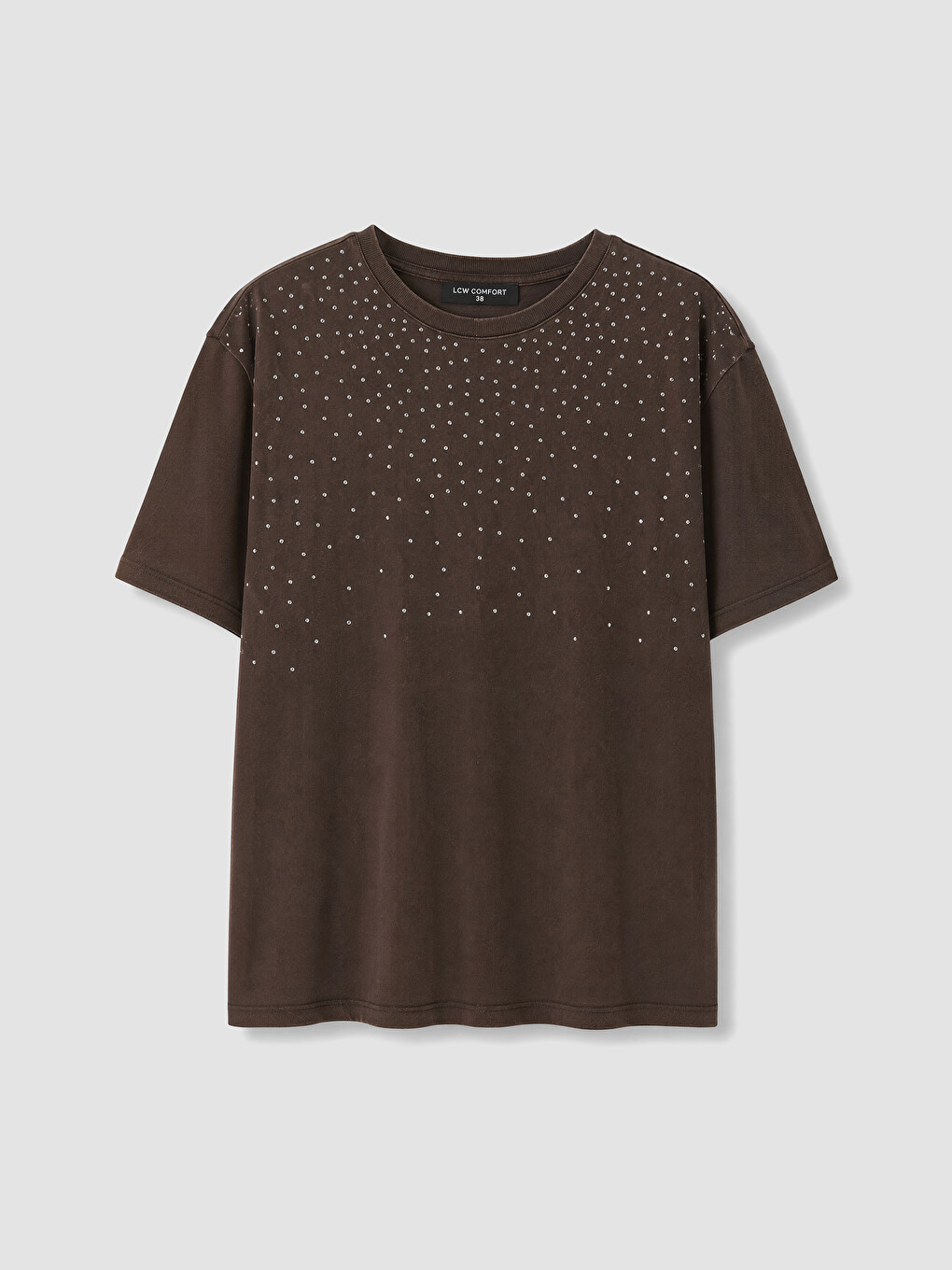 Rhinestone Embellished 100% Cotton Women's T-shirt-4