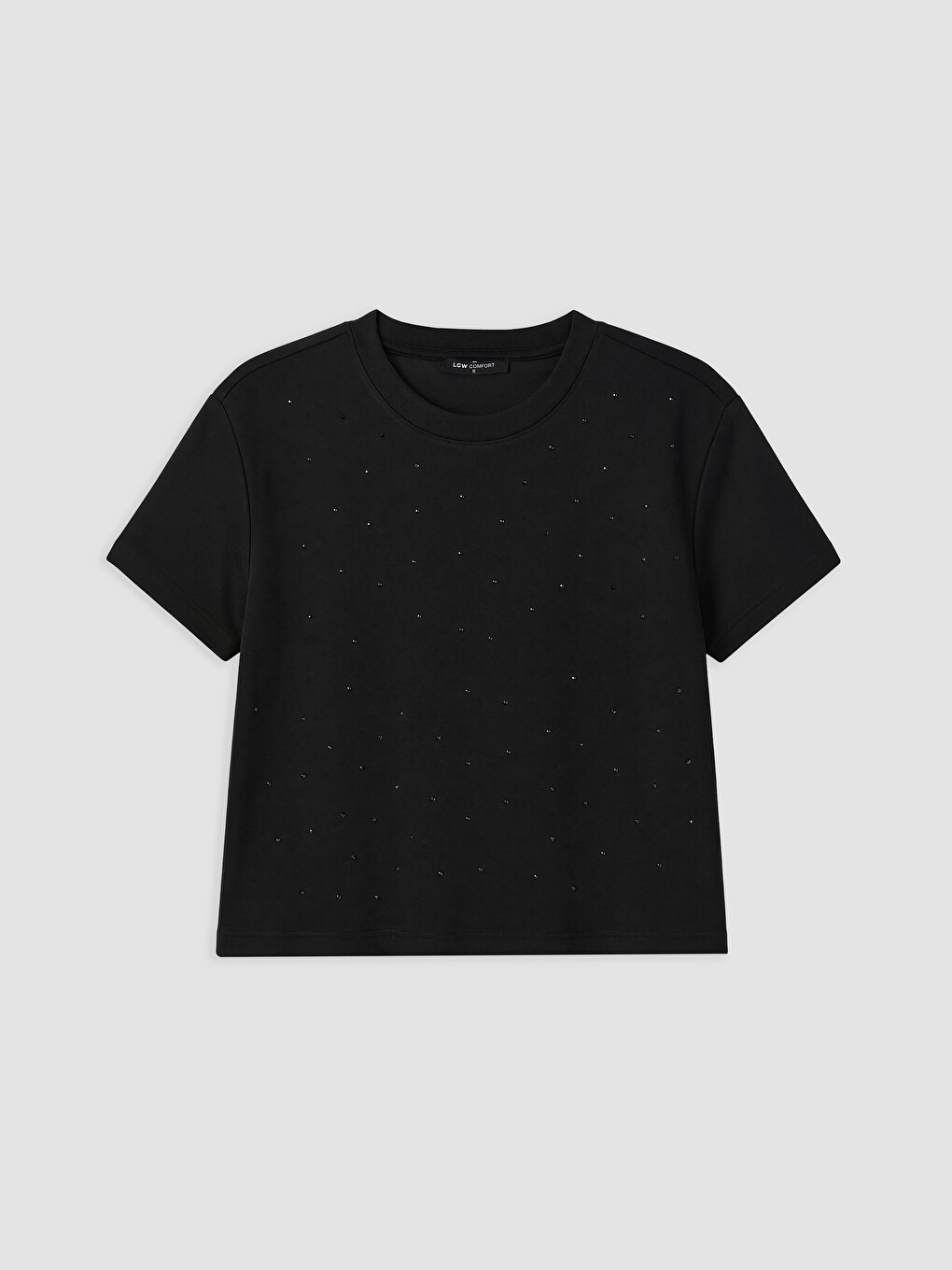 Crew Neck Rhinestone Embellished Women's T-shirt-3