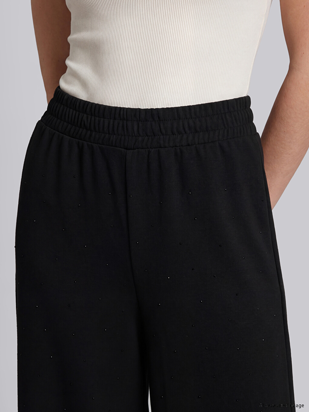 Stone Printed Wide Leg Women's Sweatpants-2